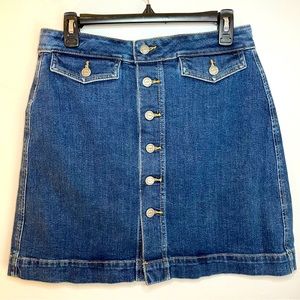 Loft Button Down Denim Skirt Size 6